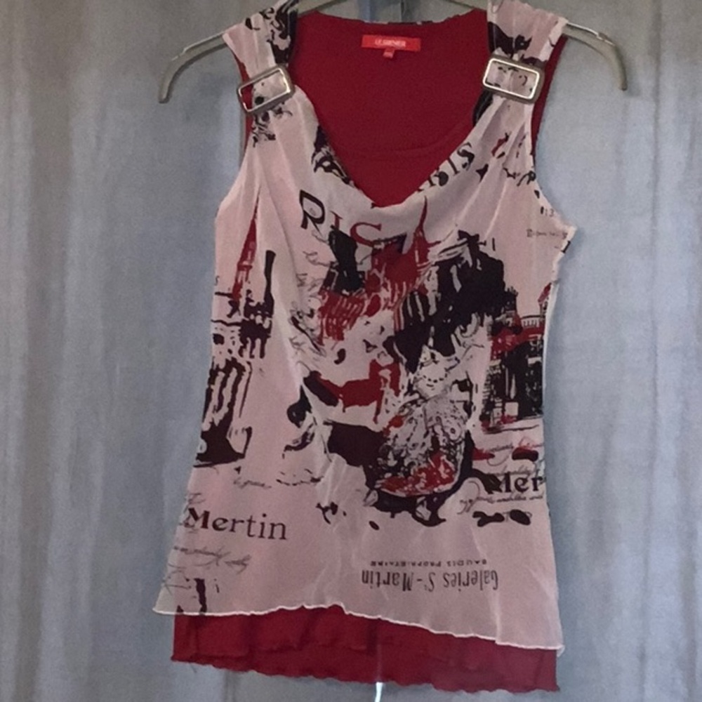 Stylish Red Graphic Tank Top